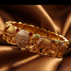 Elephant Motif Nakshi Kada pair  and Rajwadi Mother of Pearl Meenakari Kada pair.