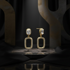 EL ARO Cubic Zirconia Geometric Rectangle Drop Earrings