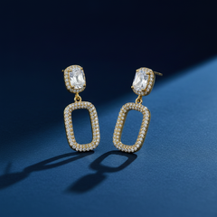 EL ARO Cubic Zirconia Geometric Rectangle Drop Earrings