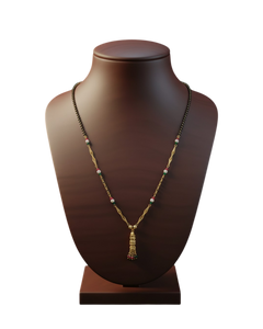 Elaro Gold Meenakari Lotus Mangalsutra with Ruby & Emerald Drops