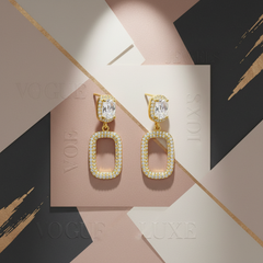 EL ARO Cubic Zirconia Geometric Rectangle Drop Earrings