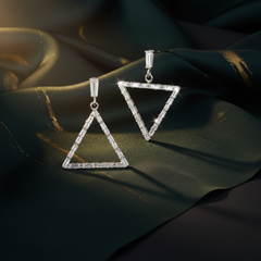 EL ARO Glamorous Silver Baguette Crystal Triangle Drop Earrings for Women