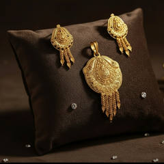 EL ARO Traditional Gold-Plated Pendant and Earrings Jewellery Set for Women