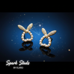 Elaro Spark Studs — Gold CZ Wing & Pearl Halo Earrings