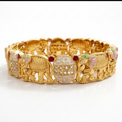 Elephant Motif Nakshi Kada pair  and Rajwadi Mother of Pearl Meenakari Kada pair.