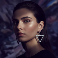 EL ARO Glamorous Silver Baguette Crystal Triangle Drop Earrings for Women