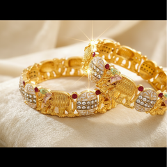 Elephant Motif Nakshi Kada pair  and Rajwadi Mother of Pearl Meenakari Kada pair.