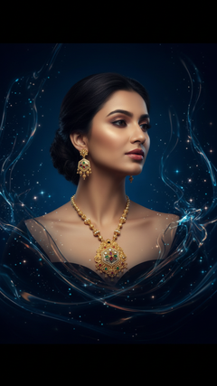 EL ARO Royal Matte Gold-Plated Long Necklace Set with Matching Drop Earrings