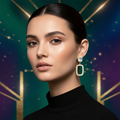 EL ARO Cubic Zirconia Geometric Rectangle Drop Earrings