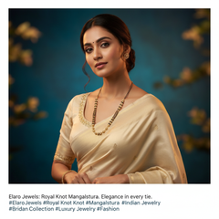 Elaro Gold-Plated Black Bead Mangalsutra with Floral Gold Pendant