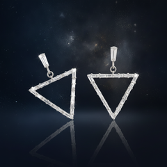 EL ARO Glamorous Silver Baguette Crystal Triangle Drop Earrings for Women