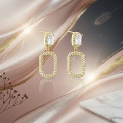 EL ARO Cubic Zirconia Geometric Rectangle Drop Earrings