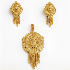 EL ARO Traditional Gold-Plated Pendant and Earrings Jewellery Set for Women