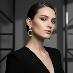 EL ARO Cubic Zirconia Geometric Rectangle Drop Earrings