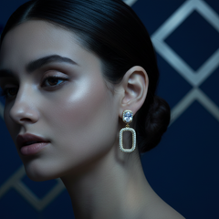 EL ARO Cubic Zirconia Geometric Rectangle Drop Earrings