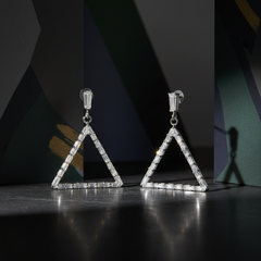EL ARO Glamorous Silver Baguette Crystal Triangle Drop Earrings for Women