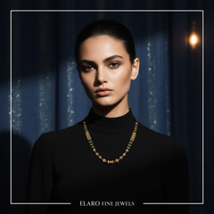Elaro Gold-Plated Black Bead Mangalsutra with Floral Gold Pendant