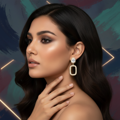 EL ARO Cubic Zirconia Geometric Rectangle Drop Earrings
