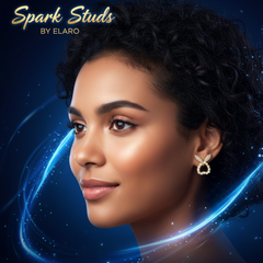 Elaro Spark Studs — Gold CZ Wing & Pearl Halo Earrings