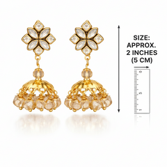 EL ARO Kundan Flower Jhumka Earrings with Pearl Bead Drop