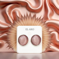 EL ARO Black Onyx Round Button Stud Earrings — Silver Bezel Setting