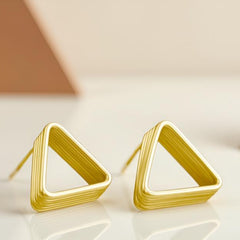 EL ARO Gunmetal & Gold Tiered Triangle Stud Earrings