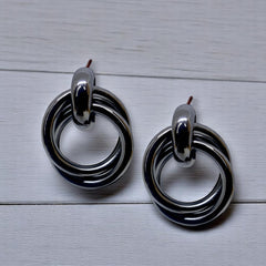 EL ARO Modern Multi-Ring Geometric Drop Earrings