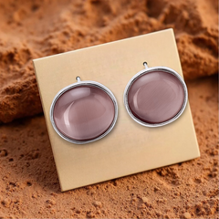 EL ARO Black Onyx Round Button Stud Earrings — Silver Bezel Setting