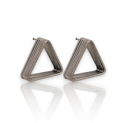 EL ARO Gunmetal & Gold Tiered Triangle Stud Earrings