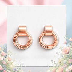 EL ARO Modern Textured Multi-Ring Geometric Drop Stud Earrings for Women