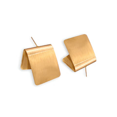 EL ARO Gold Brushed Matte Folded Square Sculptural Stud Earrings