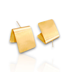 EL ARO Gold Brushed Matte Folded Square Sculptural Stud Earrings