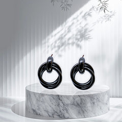 EL ARO Modern Multi-Ring Geometric Drop Earrings