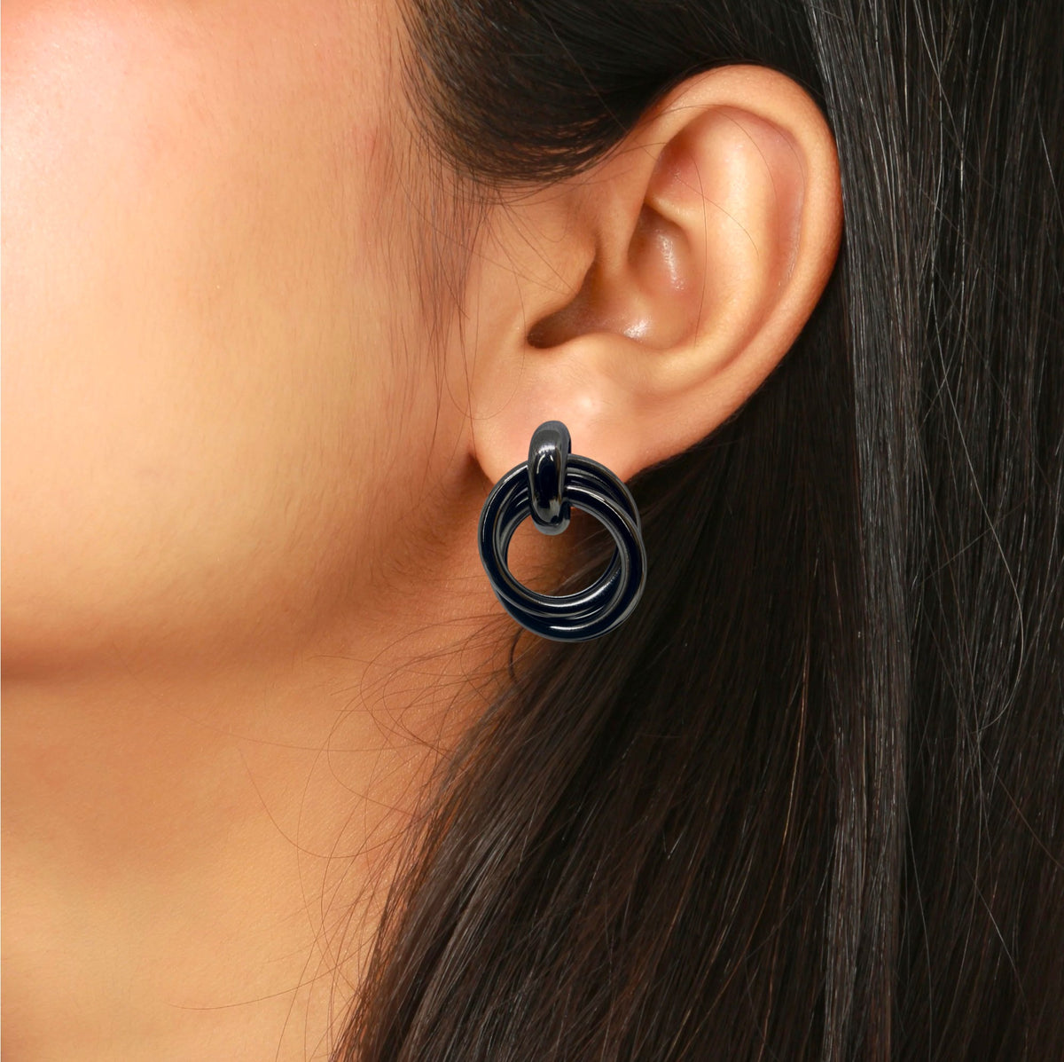 EL ARO Modern Multi-Ring Geometric Drop Earrings