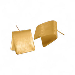 EL ARO Gold Brushed Matte Folded Square Sculptural Stud Earrings