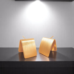 EL ARO Gold Brushed Matte Folded Square Sculptural Stud Earrings