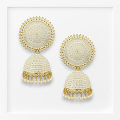 EL ARO Vintage Antique Gold Starburst Jhumka Earrings with Black Beads