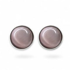 EL ARO Black Onyx Round Button Stud Earrings — Silver Bezel Setting