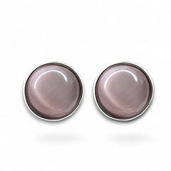 EL ARO Black Onyx Round Button Stud Earrings — Silver Bezel Setting