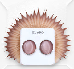 EL ARO Black Onyx Round Button Stud Earrings — Silver Bezel Setting